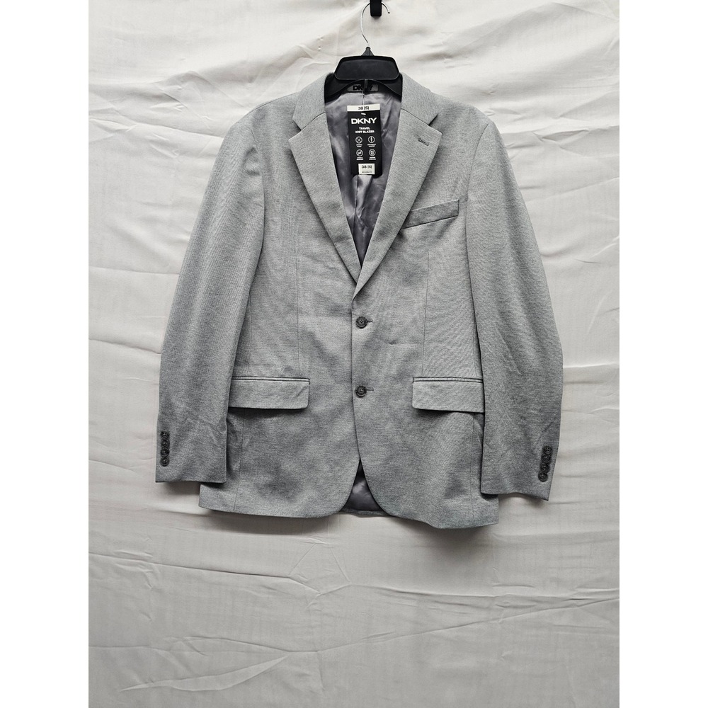 DKNY Mens Travel Knit Blazer Grey Sport Coat 38S DETO14ZW0059 NEW